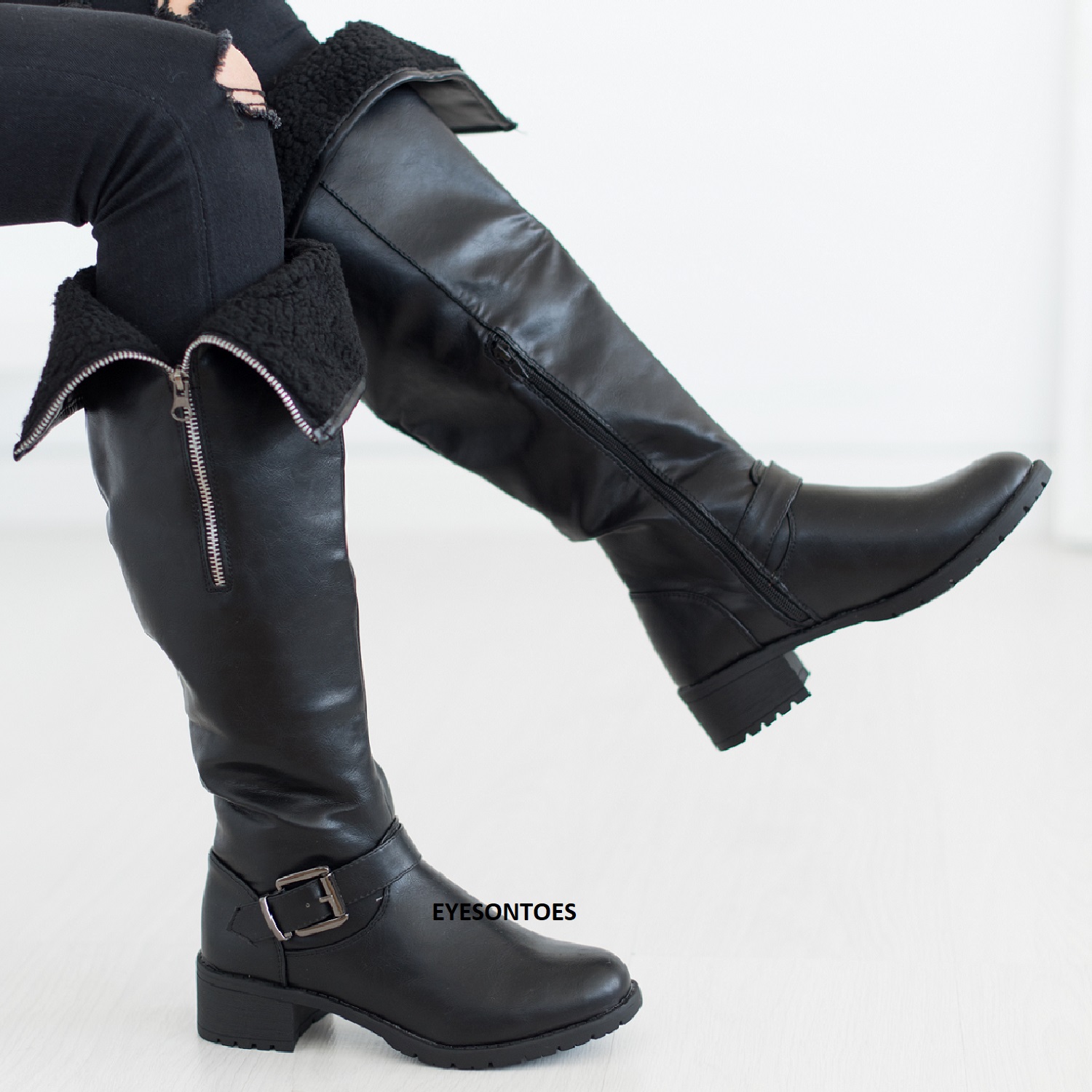 LADIES WOMENS WINTER FUR LINED KNEE HIGH SNOW GRIP SOLE BROWN RIDING BOOTS SIZE eBay